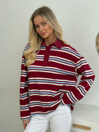 Leah | Striped Long Sleeve Polo