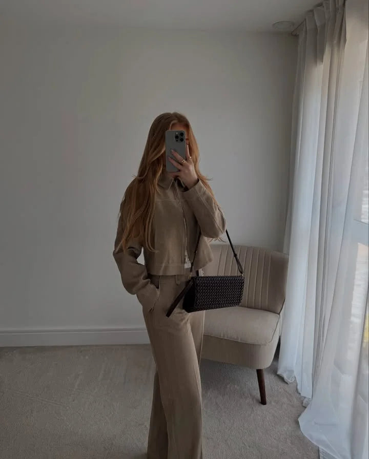 Elara | Taupe Suit Set